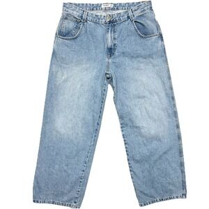 Pull Bear Wide Leg Jeans High Rise Baggy Light Wash Denim Cotton Womens Size 10